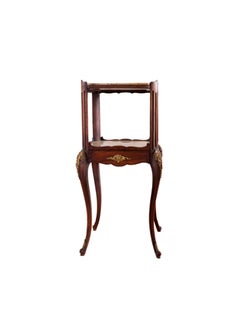 French Art Nouveau Walnut Stand Table with Marble Top, Early 20th Century