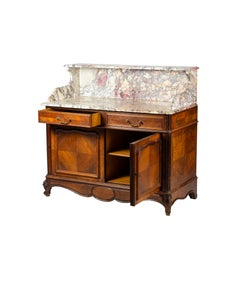 Buffet crédence à deux portes, Louis Philippe, 19e siècle, dessus de marbre