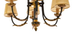 Gilt Bronze Ceiling Lamp, Six Arm Pendent 1900s