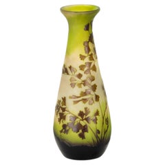 Art Nouveau Gallé Cameo Green Glass Vase, 20th Century
