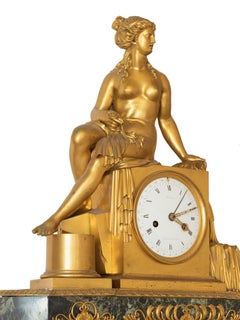 Drouot French Empire Bronze Mantel Clock, 19th Century