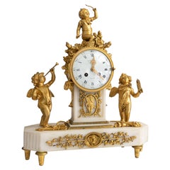 Orologio da camino francese in bronzo dorato di G. Leveque Guéret, XIX secolo