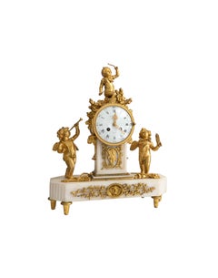 Orologio da camino francese in bronzo dorato di G. Leveque Guéret, XIX secolo