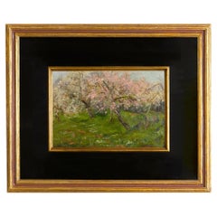 Naturalist Oil Landscape of Almond Trees in Blossom by Falcão Trigoso, 1900–1920