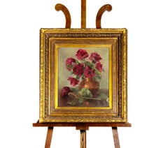 Floral Still Life Oil Painting of Roses by Eduarda Lapa, 20th Century