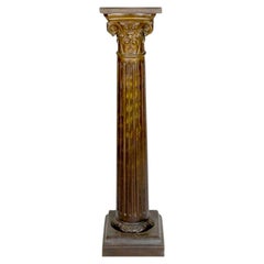 19th Century Napoleon III Pedestal Column with Fluted Shaft and Acanthus Capital
