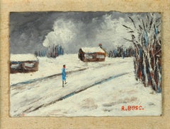 Französische postimpressionistische Winterlandschaft aus dem frühen 20. Jahrhundert von R. Bosc