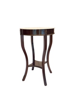 20th Century Art Nouveau Style Round Accent Table with Brass Details