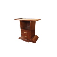 French Art Deco Console Table, Walnut Veneer, Two Drawers, 1930s