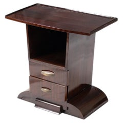 French Art Deco Console Table, Walnut Veneer, Two Drawers, 1930s