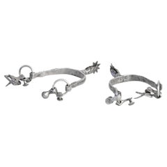 Pair of Hallmarked Silver Equestrian Spurs with Rich Decorative Detailing