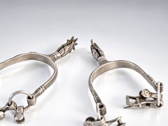 Pair of Hallmarked Silver Equestrian Spurs with Rich Decorative Detailing