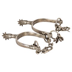 Pair of Hallmarked Silver Equestrian Spurs with Rich Decorative Detailing