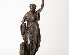 Art Nouveau Lamp With Woman and Yellow Glass, Belle Époque, 20th Century