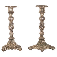 Pair of Baroque Silver Candlesticks, 19th Century