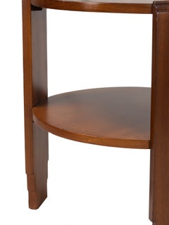 Art Deco Round Coffee Table, Inlaid Walnut, France, 20th Century