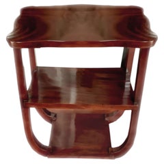Art Deco Walnut Veneer Side Table with Geometric Design, 20th Century