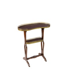 French Napoleon III Kidney Shape Guéridon Table, Wood & Brass, 1880s