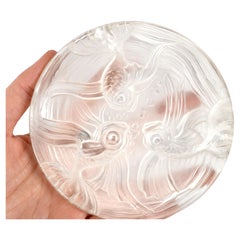 Pair of French Art Nouveau Frosted Glass Bottle Coasters in the Manner of Sabino