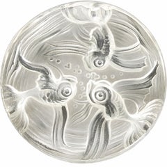 Pair of French Art Nouveau Frosted Glass Bottle Coasters in the Manner of Sabino