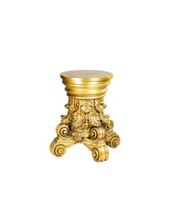 Giltwood Carved Capital Pedestal Base, Early 20th Century