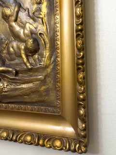 Neoclassical Gilt Terracotta Cherub Relief Panel, 19th Century