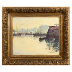 French Impressionist Nautical Scene Painting, Signed, 20th Century