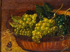 19th Century French Fruit Still Life Painting with Grapes in Gilt Beaded Frame