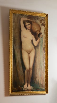 Large Rococo Revival Portrait Painting of Woman by Louis Jacques Gallet