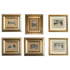 Set Of Six Paintings Of Paris, Post-Impressionism, 20th Century
