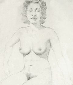Henrique Medina Nude Female Portrait Drawing, Signed 1941
