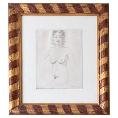 Henrique Medina Nude Female Portrait Drawing, Signed 1941