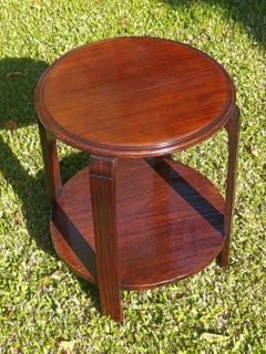 Art Deco Walnut Two-Tier Side Table, 20th Century