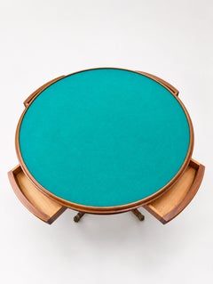 Empire Style Round Wooden Games Table with Chessboard and Green Felt Top