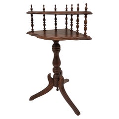 Victorian Style Chestnut Two-Tier Tripod Pedestal Side Table with Gallery