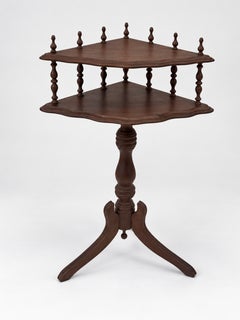 Victorian Style Chestnut Two-Tier Tripod Pedestal Side Table with Gallery