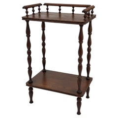 Victorian Style Two-Tier Wood Whatnot Side Table with Turned Legs and Gallery