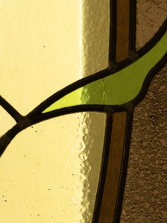 Art Nouveau Stained Glass Panel Doors, French, Brass & Wood, 1900-1916