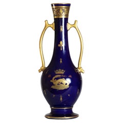 Limoges Blue Porcelain Vase, Salamander of Chambord, 1853