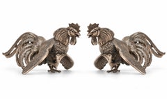 Pair of Vintage Chased Silver Pheasants, 20th Century