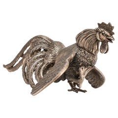 Pair of Vintage Chased Silver Pheasants, 20th Century