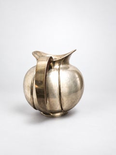 French Art Deco Silver and Wood Vase, circa 1925