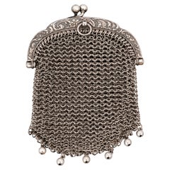French Belle Époque Silver Mesh Coin Purse, Early 20th Century