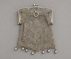 Late 19th Century French Silver Mesh Coin Purse with Interior Divider
