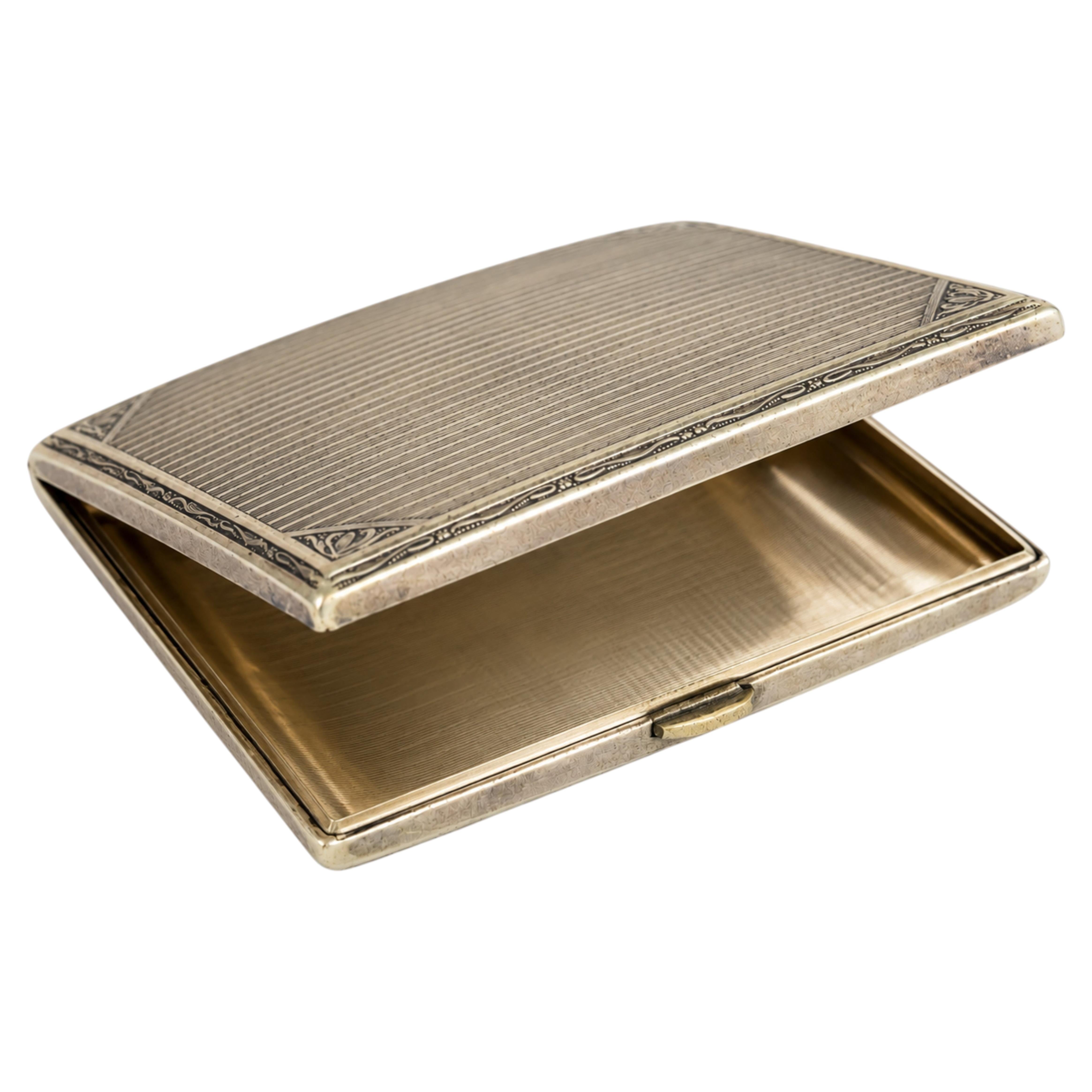 German Art Deco Silver Cigarette Case, Early 20th Century