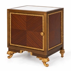 French Louis XV Style Walnut Nightstand with Gilt Bronze and Mirrored Top, 1950s
