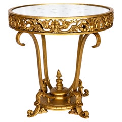 Gilded Bronze Round Glass Table, Louis XV, 20th Century