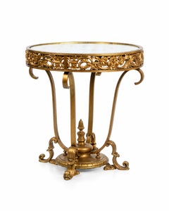 Gilded Bronze Round Glass Table, Louis XV, 20th Century