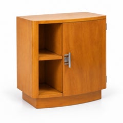 Art Deco Small Light Wood Commode with Open Bookcase and Cabinet Door, 1940s