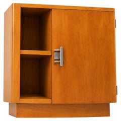 Art Deco Small Light Wood Commode with Open Bookcase and Cabinet Door, 1940s